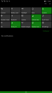 Lumia 950 XL theme quick settings