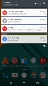 Android M notification compared to Android N