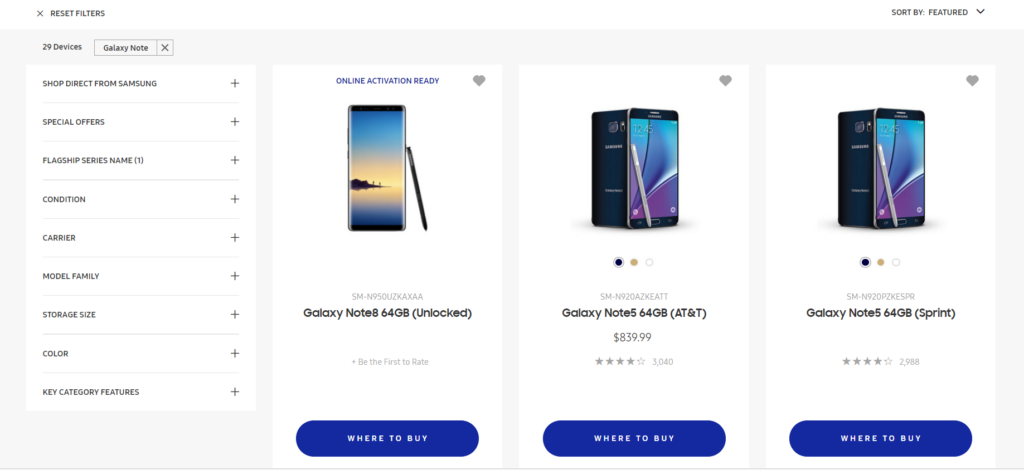 Galaxy Note 8 page screenshot