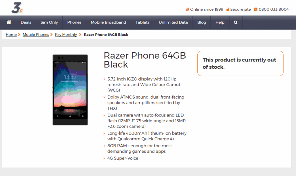 Razer Phone carrier leak