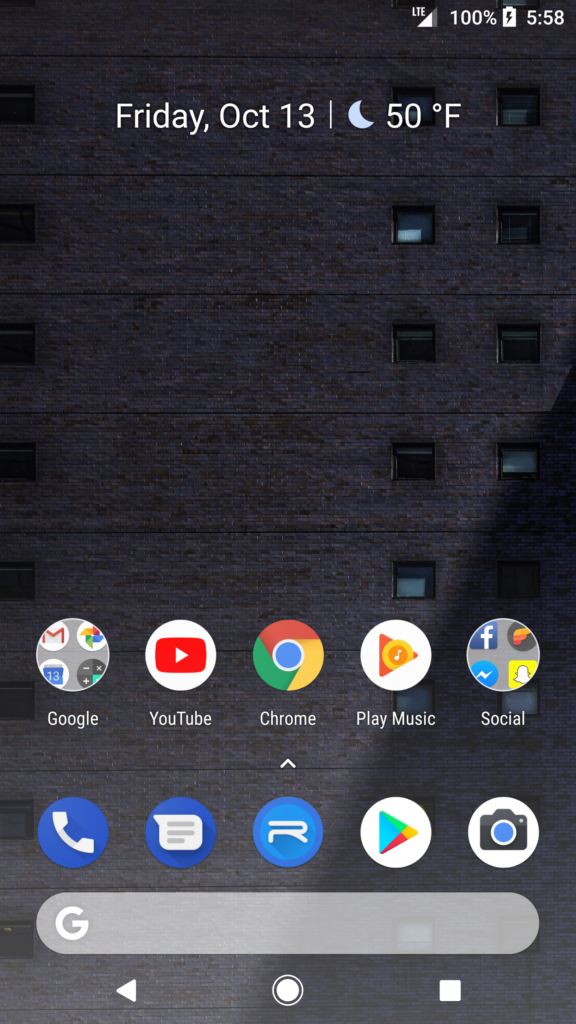 Google Pixel 2 Launcher homescreen