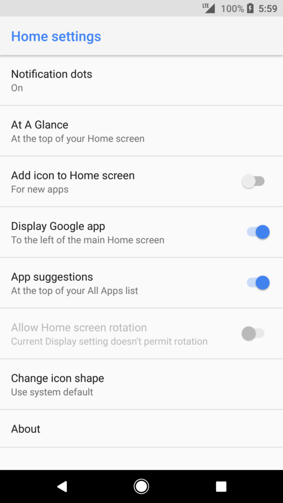 Pixel 2 Launcher options